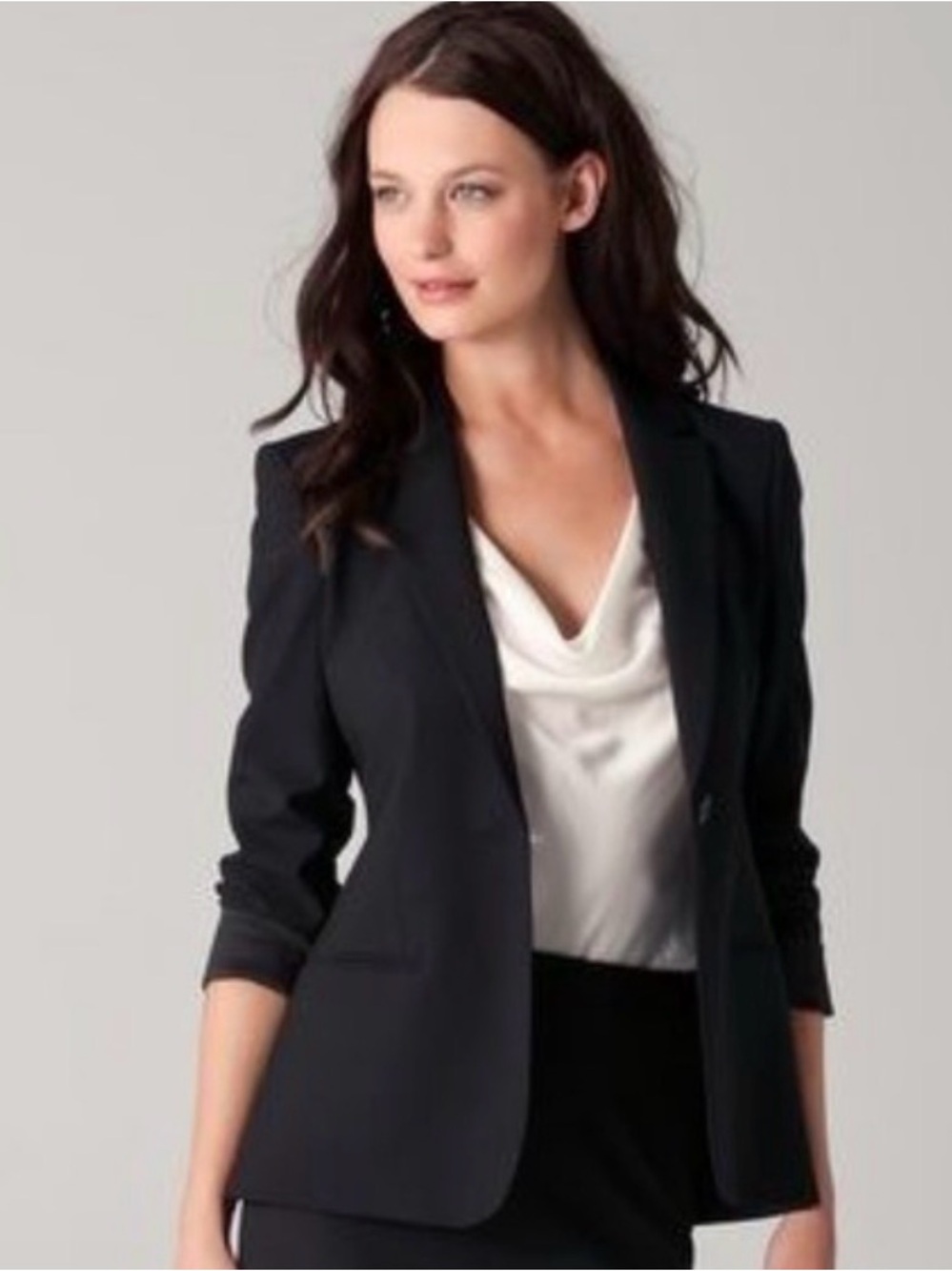 THEORY Black Shinna Wool One Button Blazer Jacket